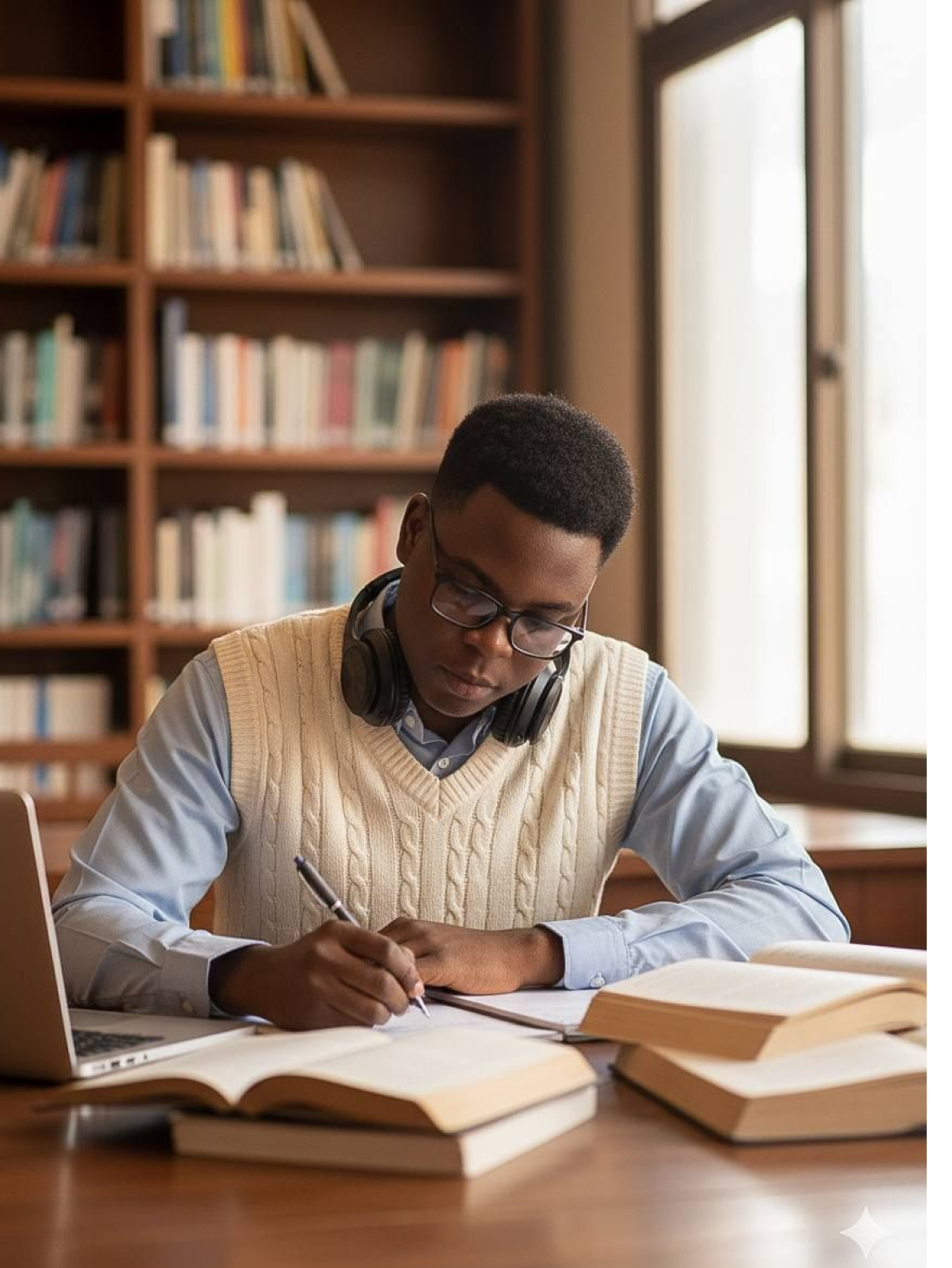 S.T.E.P. student studying in library